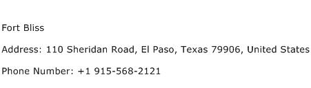 Fort Bliss Address Contact Number
