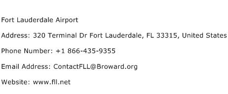 Fort Lauderdale Airport Address Contact Number