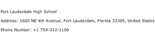 Fort Lauderdale High School Address Contact Number