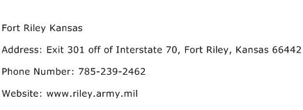 Fort Riley Kansas Address Contact Number