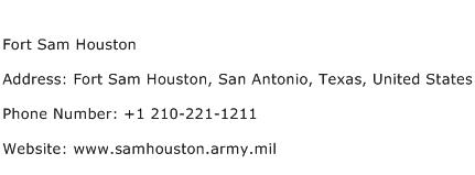 Fort Sam Houston Address Contact Number