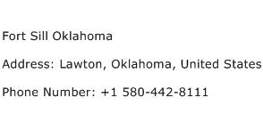 Fort Sill Oklahoma Address Contact Number