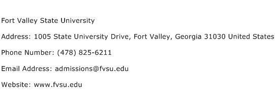 Fort Valley State University Address Contact Number