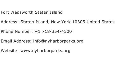 Fort Wadsworth Staten Island Address Contact Number