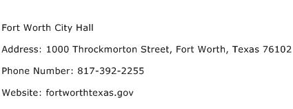Fort Worth City Hall Address Contact Number