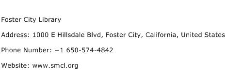 Foster City Library Address Contact Number