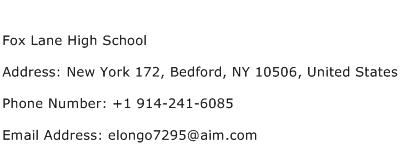 Fox Lane High School Address Contact Number