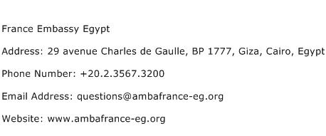 France Embassy Egypt Address Contact Number