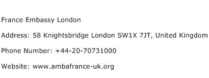 France Embassy London Address Contact Number