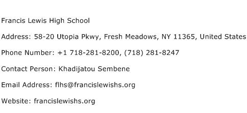 Francis Lewis High School Address Contact Number