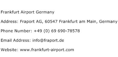 Frankfurt Airport Germany Address Contact Number