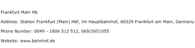 Frankfurt Main Hb Address Contact Number