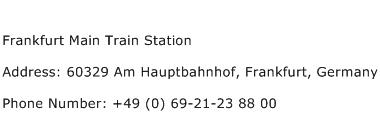 Frankfurt Main Train Station Address Contact Number
