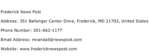 Frederick News Post Address Contact Number