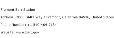 Fremont Bart Station Address Contact Number