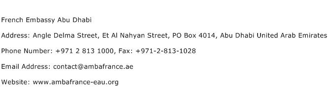 French Embassy Abu Dhabi Address Contact Number