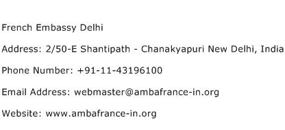 French Embassy Delhi Address Contact Number