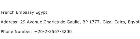 French Embassy Egypt Address Contact Number