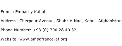 French Embassy Kabul Address Contact Number