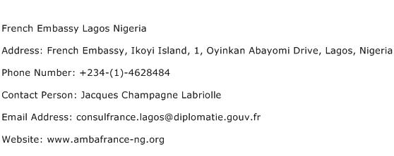 French Embassy Lagos Nigeria Address Contact Number