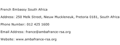 French Embassy South Africa Address Contact Number
