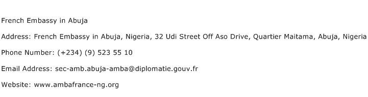 French Embassy in Abuja Address Contact Number