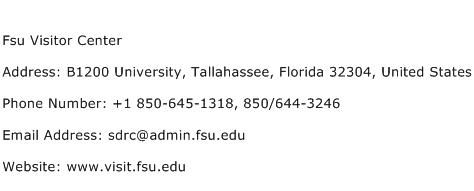 Fsu Visitor Center Address Contact Number