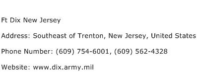 Ft Dix New Jersey Address Contact Number