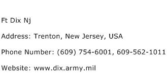 Ft Dix Nj Address Contact Number