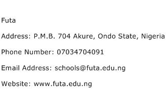 Futa Address Contact Number