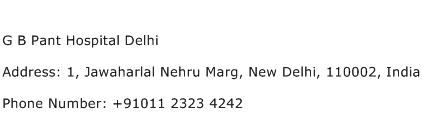G B Pant Hospital Delhi Address Contact Number