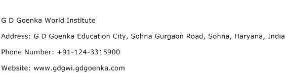 G D Goenka World Institute Address Contact Number