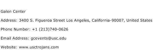 Galen Center Address Contact Number