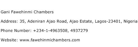 Gani Fawehinmi Chambers Address Contact Number