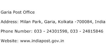 Garia Post Office Address Contact Number