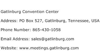 Gatlinburg Convention Center Address Contact Number