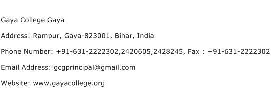 Gaya College Gaya Address Contact Number