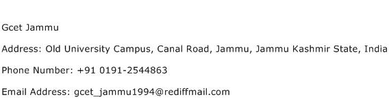 Gcet Jammu Address Contact Number