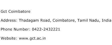 Gct Coimbatore Address Contact Number