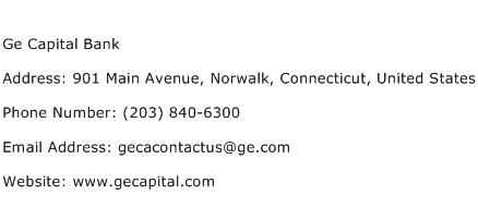 Ge Capital Bank Address Contact Number