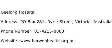 Geelong Hospital Address Contact Number