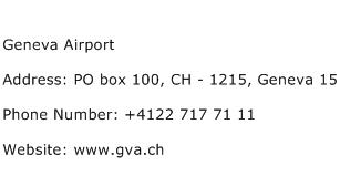 Geneva Airport Address Contact Number