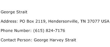 George Strait Address Contact Number