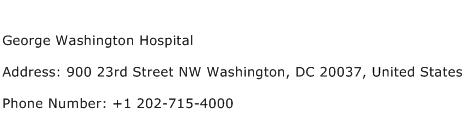 George Washington Hospital Address Contact Number