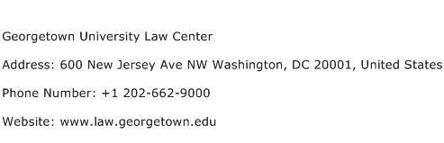 Georgetown University Law Center Address Contact Number