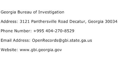 Georgia Bureau of Investigation Address Contact Number