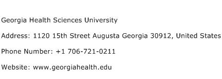 Georgia Health Sciences University Address Contact Number