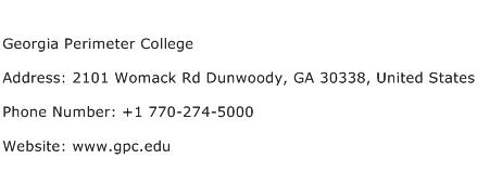 Georgia Perimeter College Address Contact Number