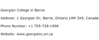 Georgian College in Barrie Address Contact Number