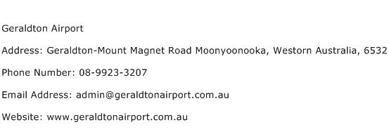 Geraldton Airport Address Contact Number